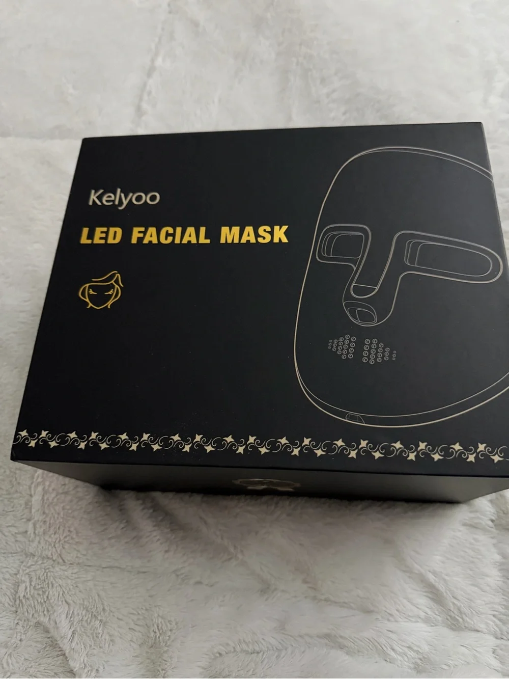 LED Facial Mask Therapy Device - Black & Gold